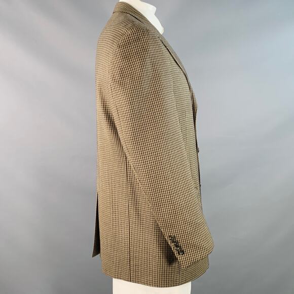 JOHN W. NORDSTROM Size 42 Brown Yellow Houndstooth Wool Sport Coat - Picture 3 of 10